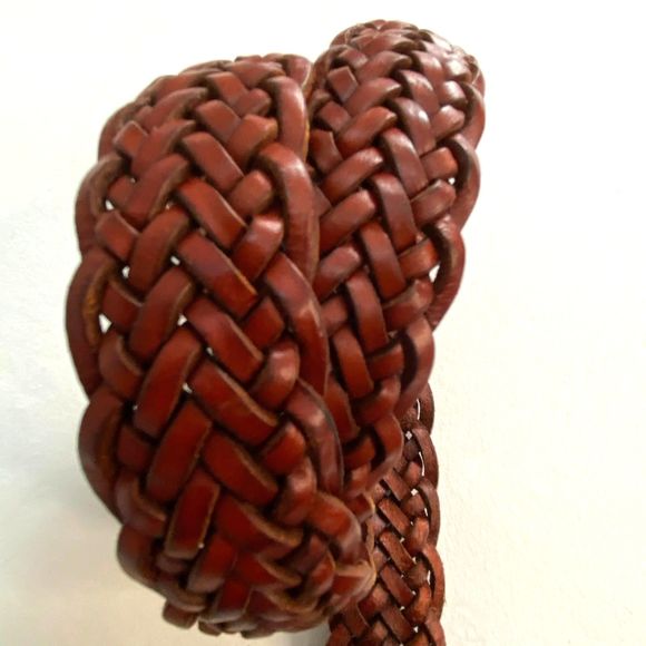 Talbots Belt Womens Medium Waist Braided Cinnamon Brown Genuine Leather - Picture 6 of 12